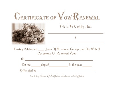 Certificate Of Vow Renewal