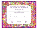 Keepsake Marriage Certificate colorful purple whimsy