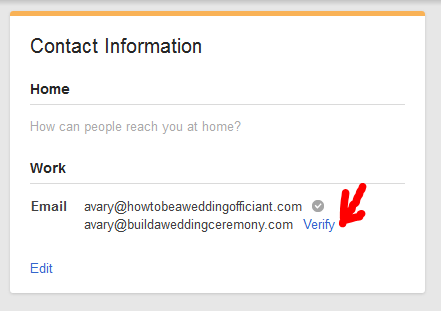 click on verify email address